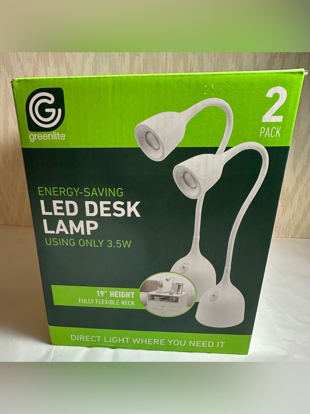 White LED Desk Lamp - 2 Pack, Energy-Saving